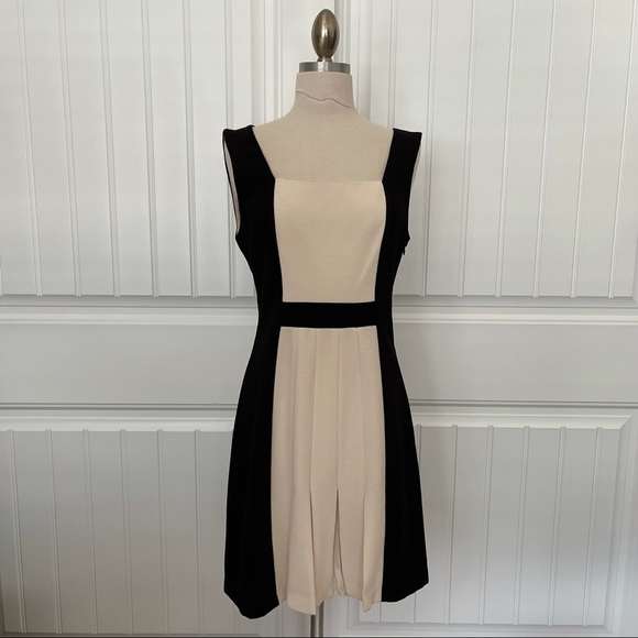 BCBG Dresses & Skirts - BCBG Black & Cream Pleated Dress